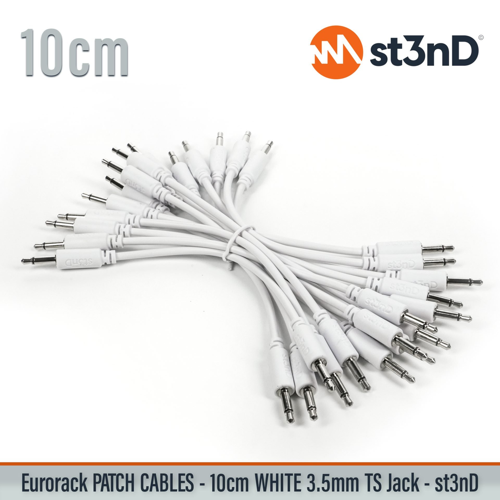 st3nD Eurorack Modular Patch Cable - 10cm WHITE - 15 PCS/Pack